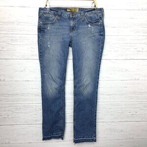 Vintage Hint Jeans Low Rise Straight Leg Distressed Frayed Hems Juniors 13